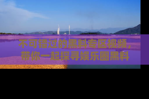 不可错过的黑料专区视频，带你一起探寻娱乐圈黑料